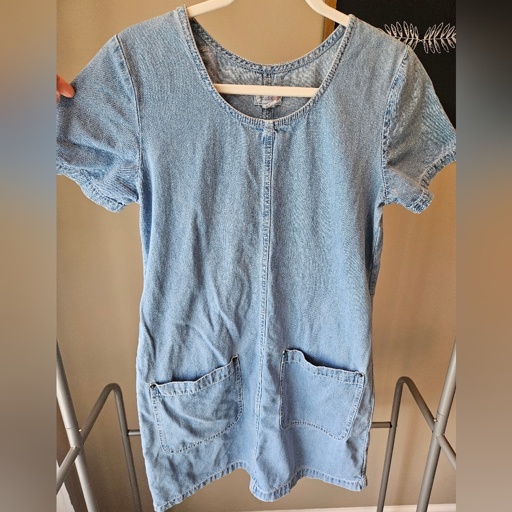 Studio Wear Vintage Denim Shift Jumper Pocket Dress Size Small